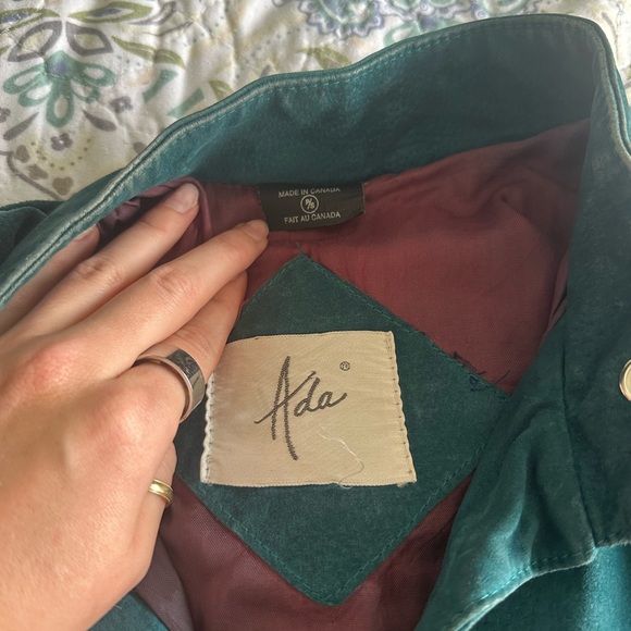 Vintage teal oversized leather lined jacket - Picture 2 of 3
